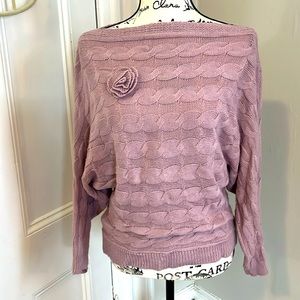 Lavender off the shoulder bar wing sweater